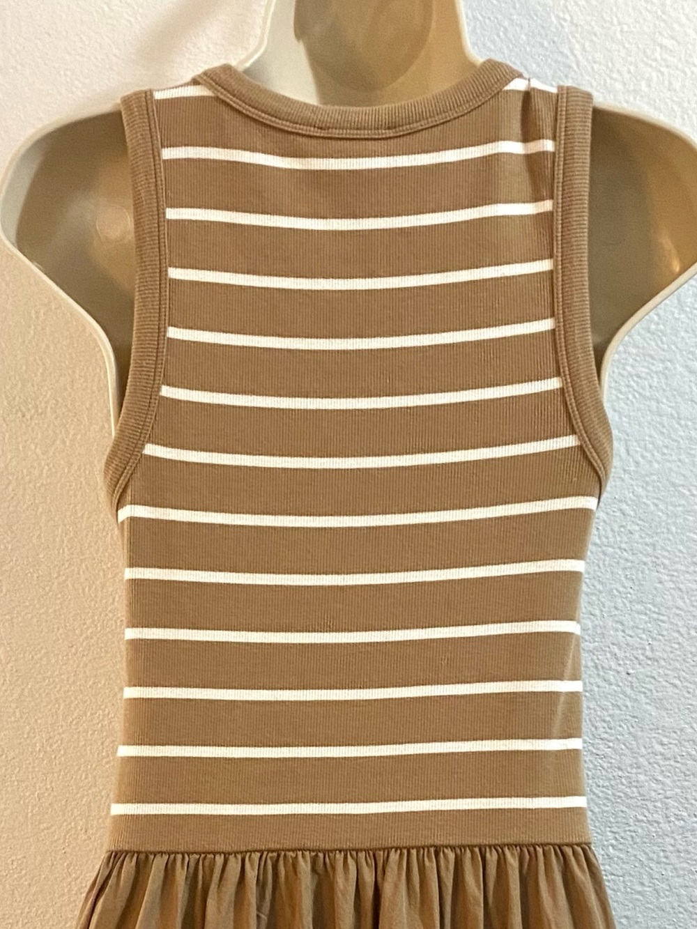 ME + EM Striped Maxi Dress 6 Brown White Fit Flare Coastal French Girl Vacation - Picture 10 of 16